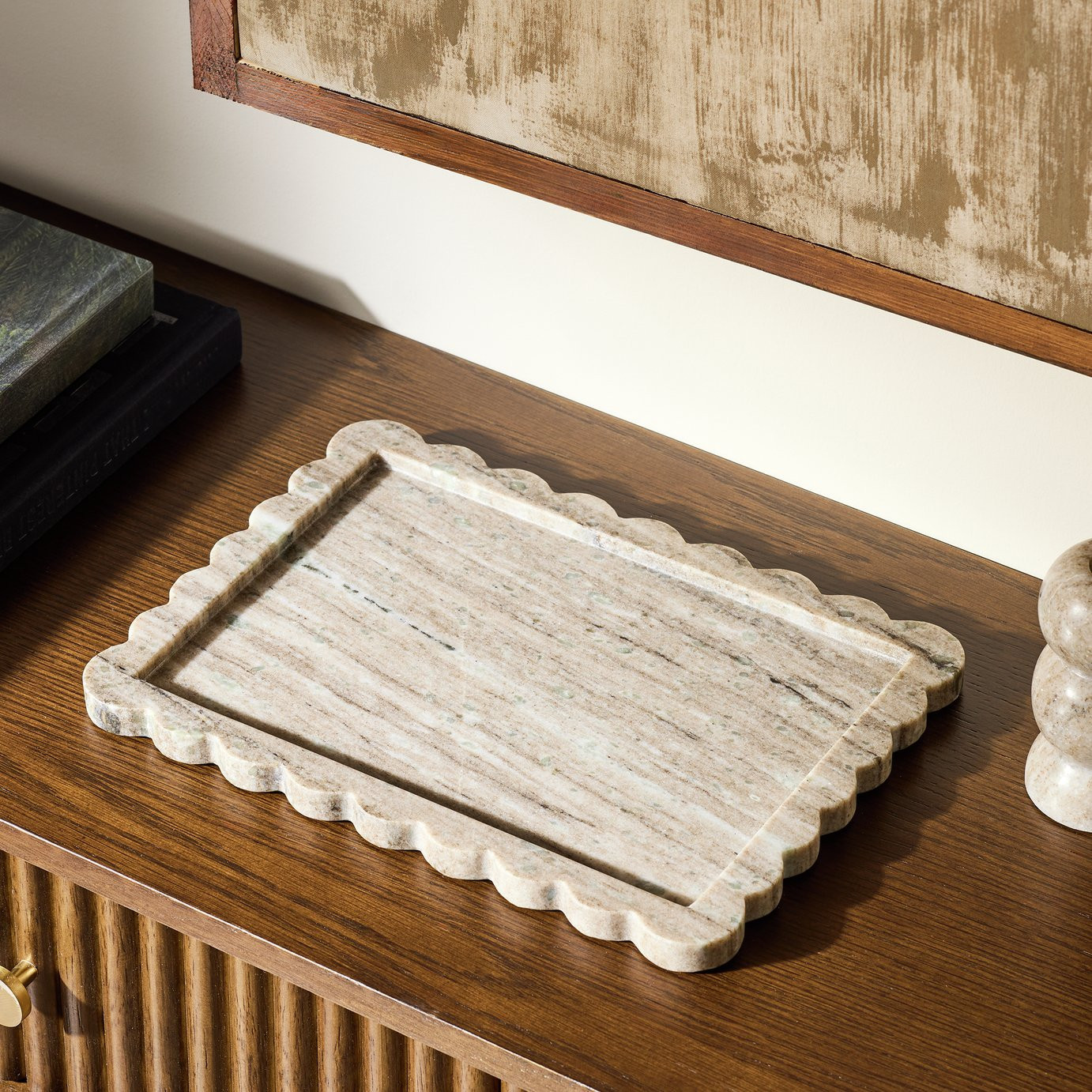 Habitat Scallop Marble Edge Tray | argos.co.uk