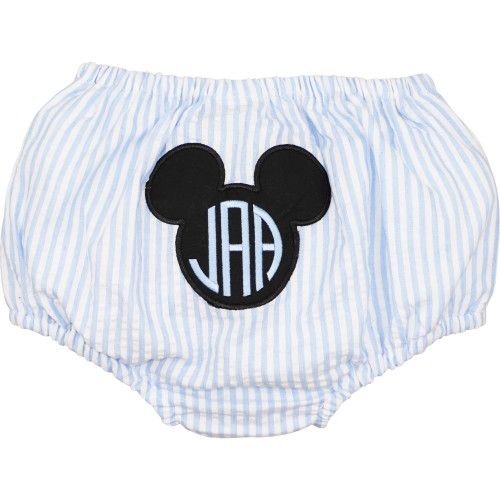 Blue Seersucker Applique  Mouse Ears Swim Bloomer | Cecil and Lou