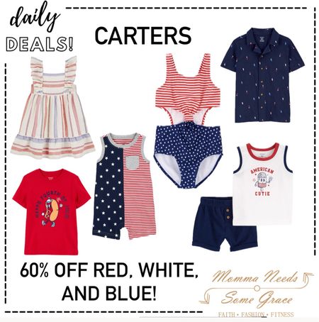 60% off red, white and blue at Carter for baby, toddler and kids!



#LTKKids #LTKSummerSales #LTKSeasonal