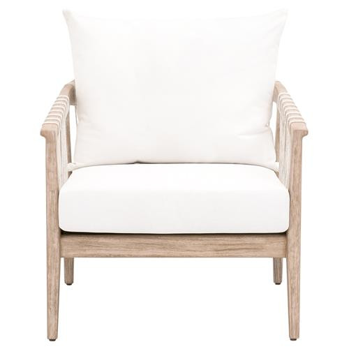Finn Coastal Beach Natural Grey Wood Pearl White Performance Occasional Chair | Kathy Kuo Home