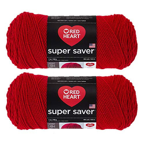 Bulk Buy: Red Heart Super Saver (2-pack) (Cherry Red, 7 oz each skein) | Amazon (US)
