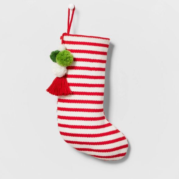 Candy Stripe Knit Christmas Stocking Red - Wondershop™ | Target