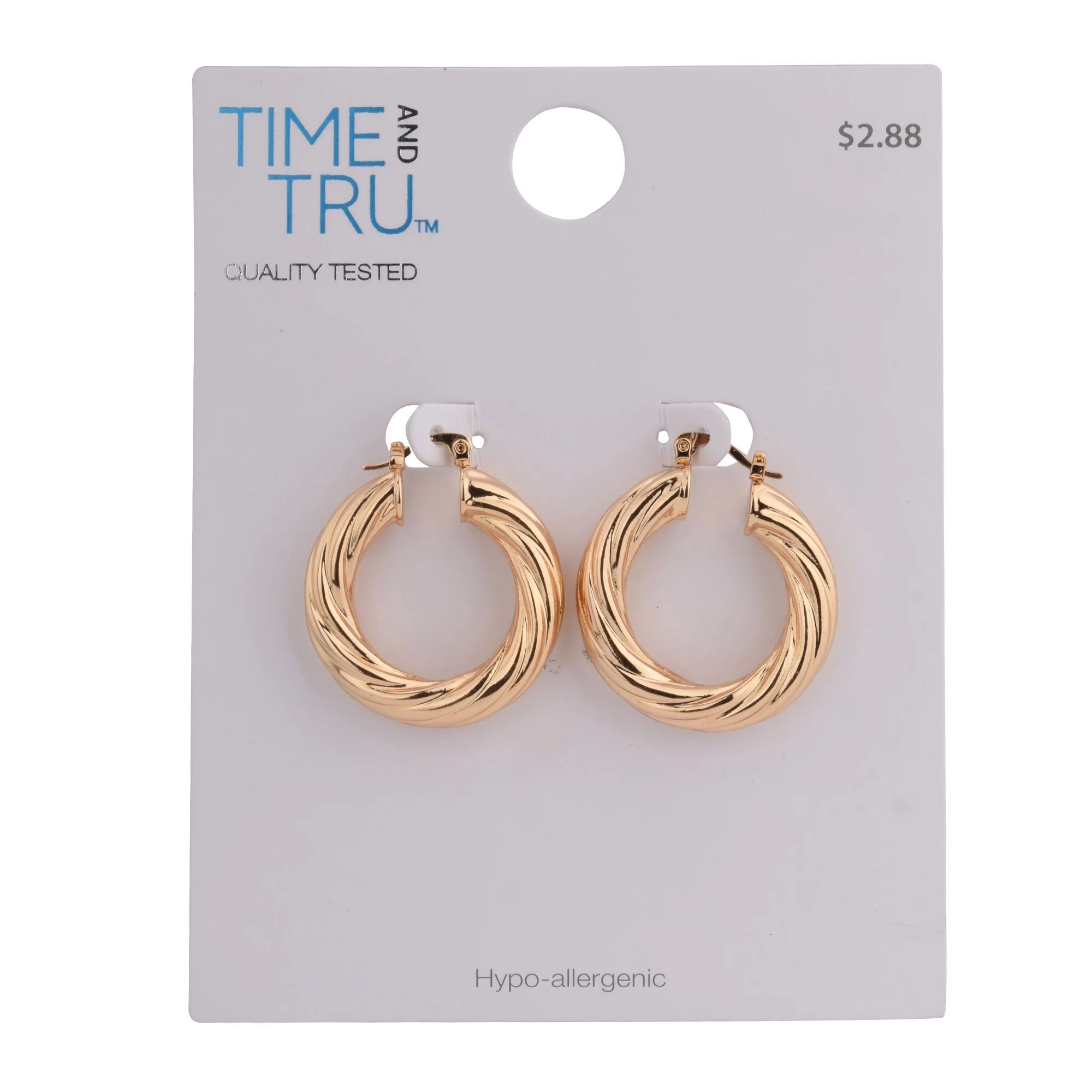 Time and Tru Medium Gold Twisted Hoop Earring - Walmart.com | Walmart (US)