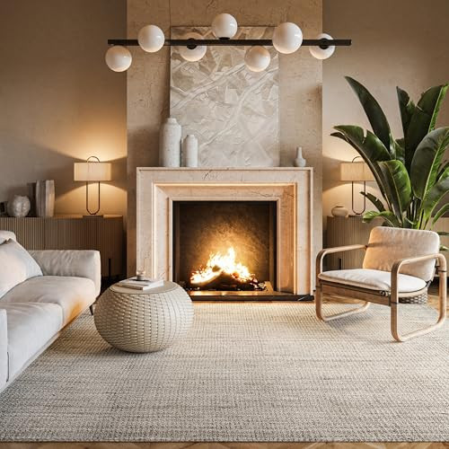 nuLOOM Ashli Solid Farmhouse Jute Area Rug, 8'6" x 11'6", Off-white | Amazon (US)