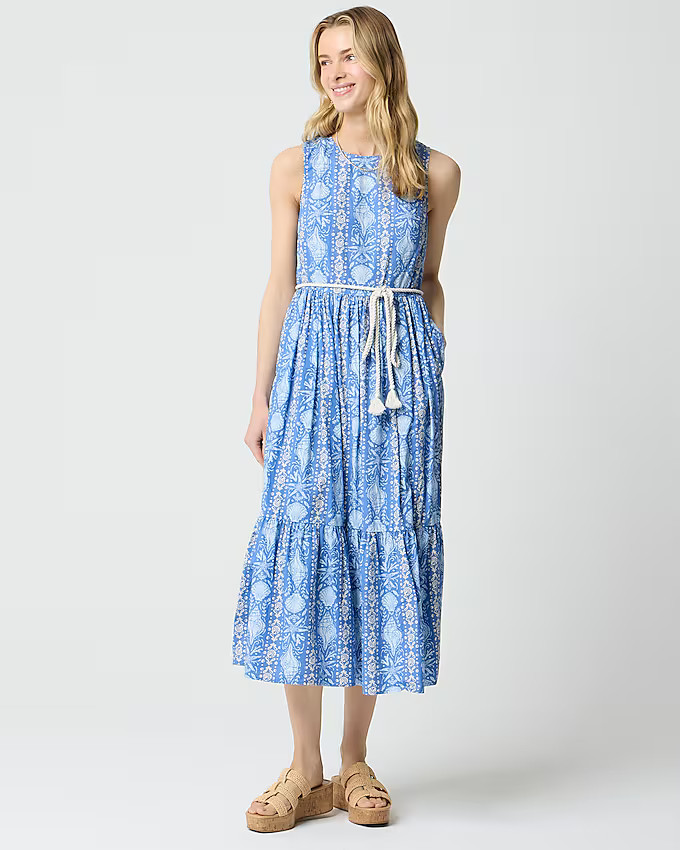 Tiered rope belt midi dress | J.Crew Factory