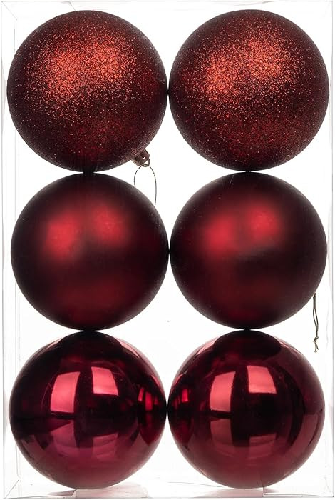3.94" Large Christmas Balls Shatterproof Burgundy Red Christmas Ornaments 6 Pcs Big Burgundy Red ... | Amazon (US)