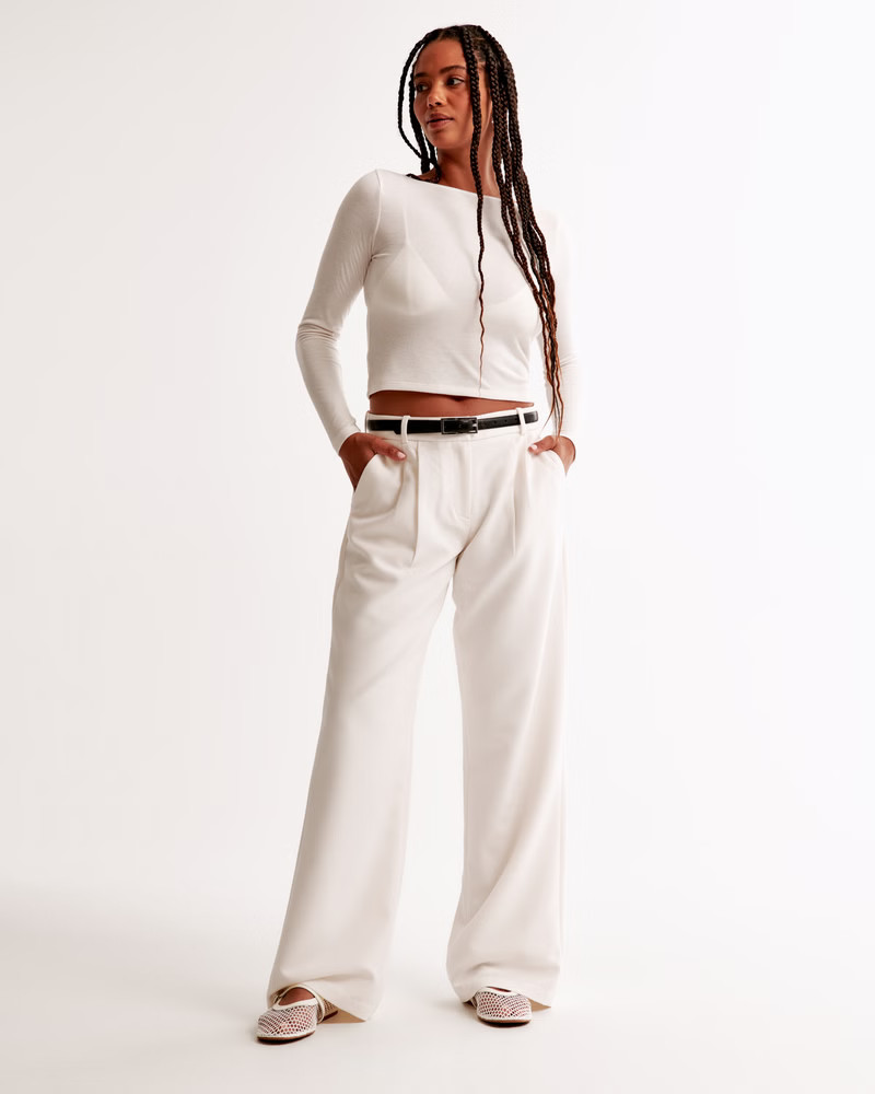Curve Love A&F Sloane Low Rise Tailored Wide Leg Pant | Abercrombie & Fitch (US)