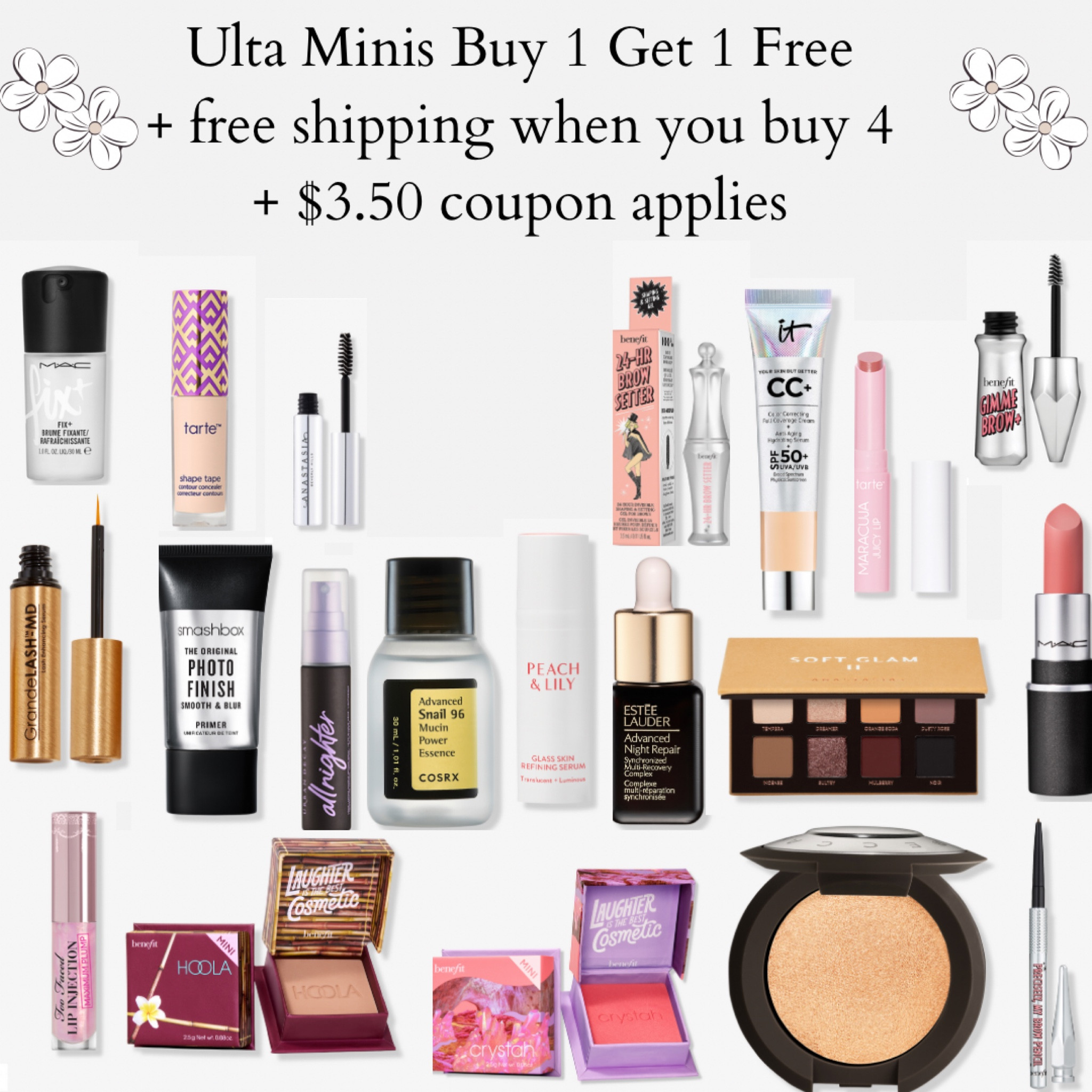 Such a good deal! Products start at $8. | beauty | makeup | skincare | beauty minis | makeup sale | Ulta | benefit | grande lash | tarte | benefit | mac | too faced | urban decay | travel | travel size | travel bag | travel makeup |

#LTKsalealert #LTKbeauty #LTKFind