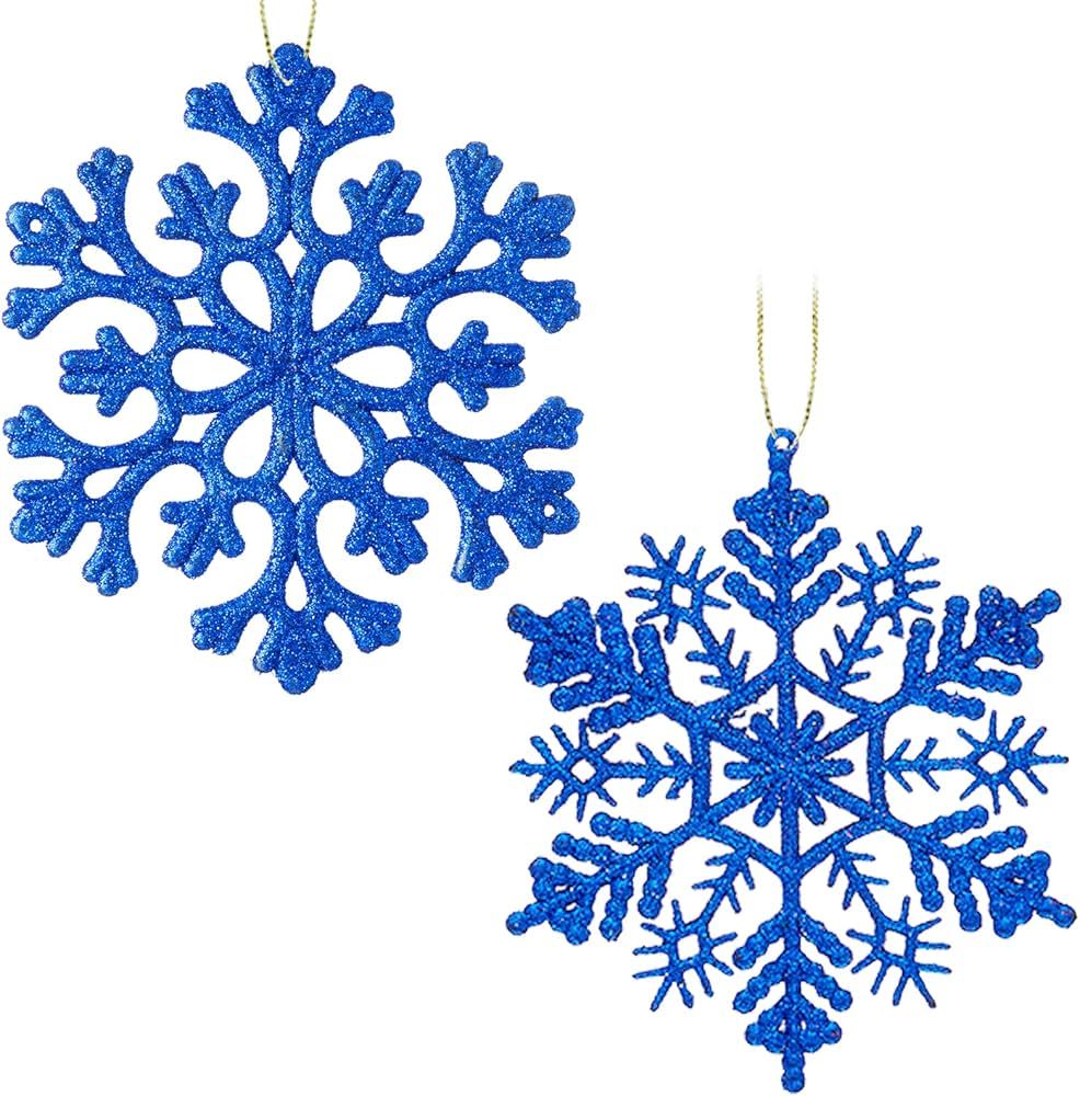 30PCS Christmas Glitter Snowflake Ornaments Plastic Snowflakes Ornaments-Xmas Tree Decorations,4.... | Amazon (US)