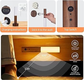 Lcce-LN Motion Sensor Night Light, 2PCS Motion Sensor Lights Indoor Wall Light, Wood Rechargeable... | Amazon (US)