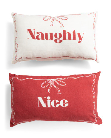 12x20 2pk Naughty Nice Two Sided Pillows | TJ Maxx