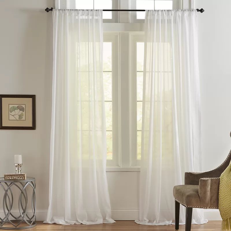 Dunn Cotton Voile Solid Sheer Rod Pocket Single Curtain Panel | Wayfair North America