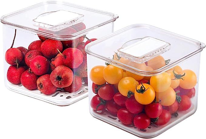 AJY Clear Storage Containers with Lids, Plastic Square Containers, BPA-Free, Keeping Fruits and V... | Amazon (US)