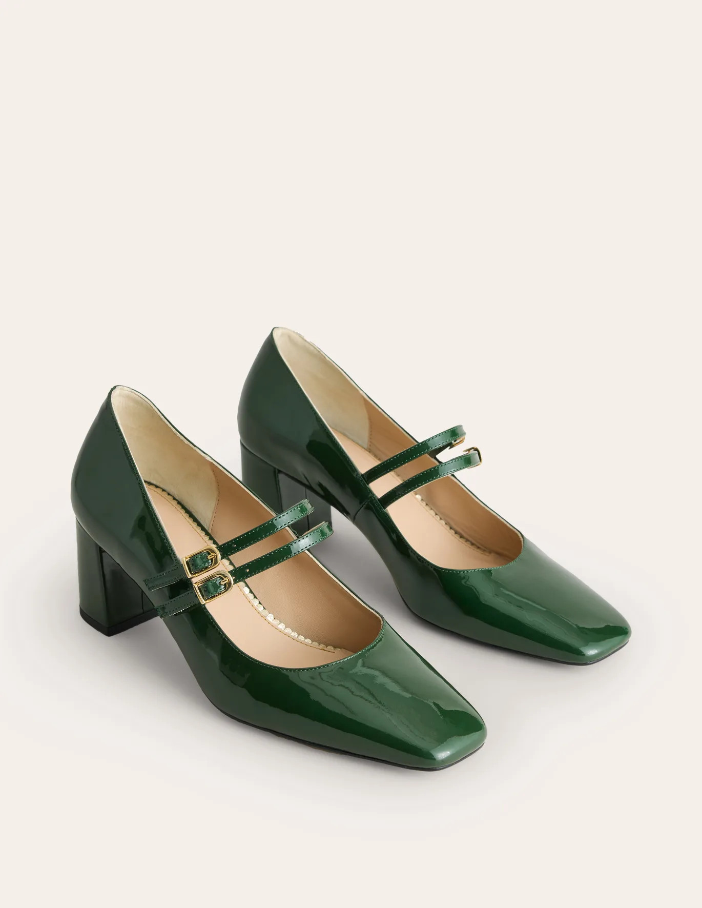 Block Heel Pump - Dark Green Patent | Boden US | Boden (US)