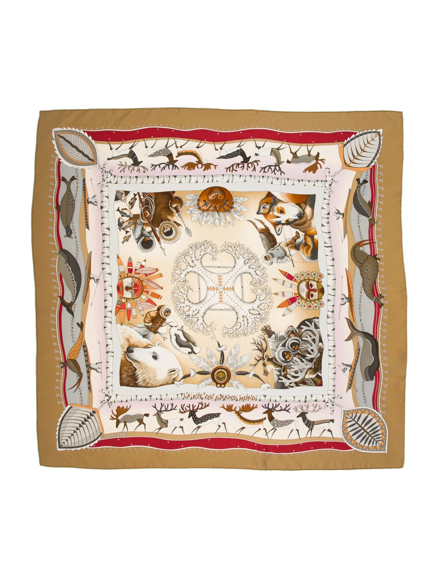 Herm\u00e8s La Vie du Grand Nord Silk Scarf - Neutrals Scarves and Shawls, Accessories - HER81767... | The RealReal