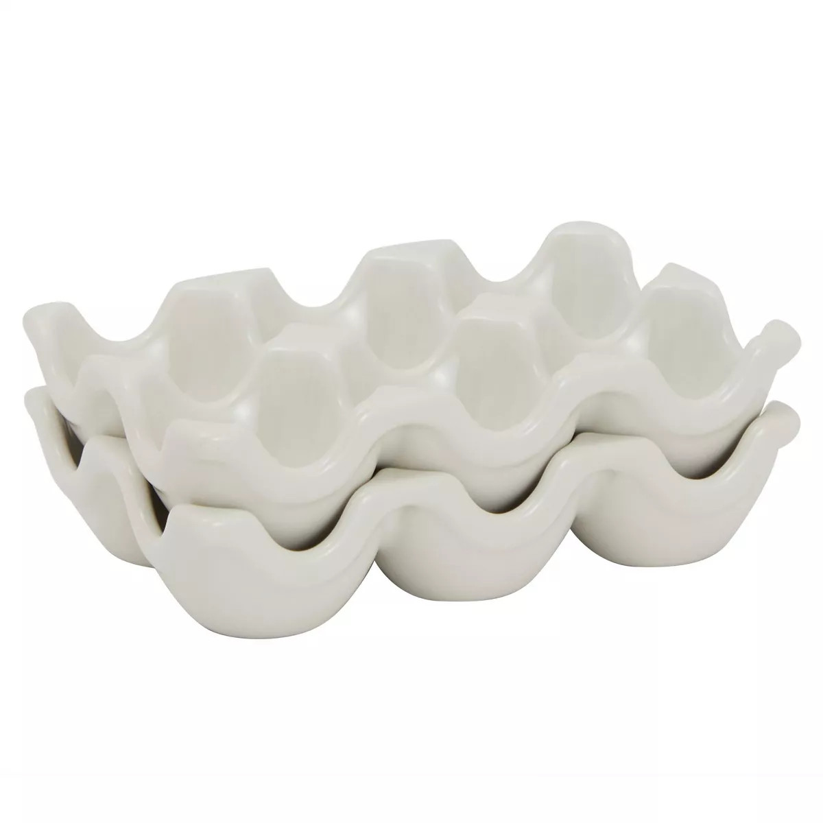 Farmlyn Creek 2 Pack Ceramic Half Dozen Egg Tray Holder for Countertop, Refrigerator, Porcelain E... | Target