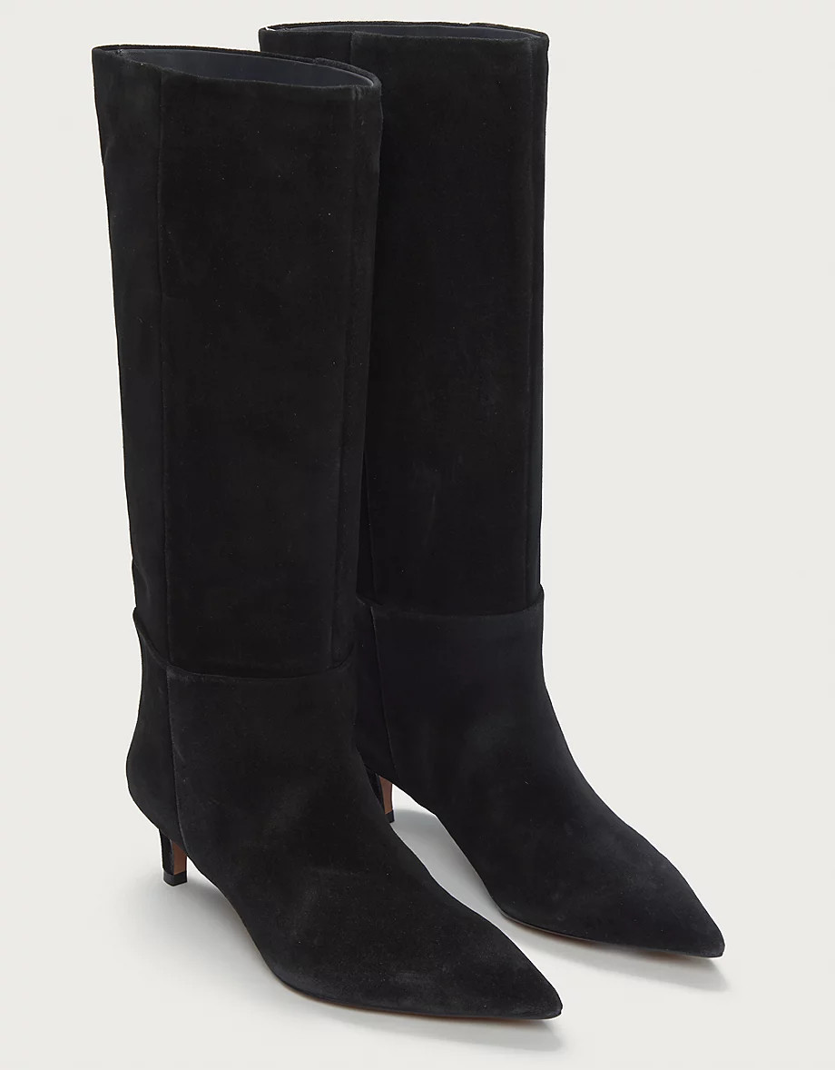 Suede Low Heel High Leg Pointed Boot | The White Company UK & ROW