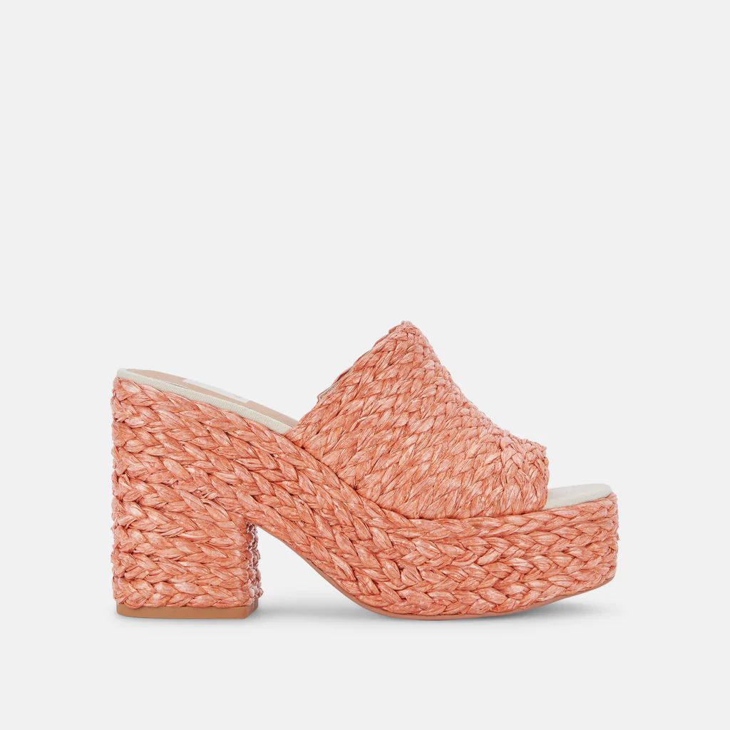 ELORA HEELS ORANGE RAFFIA | DolceVita.com