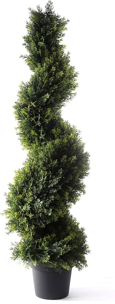 Artificial Spiral Topiary Tree - 4' Spiral Cypress - Indoor/Outdoor Topiary - Faux Cypress Artifi... | Amazon (US)