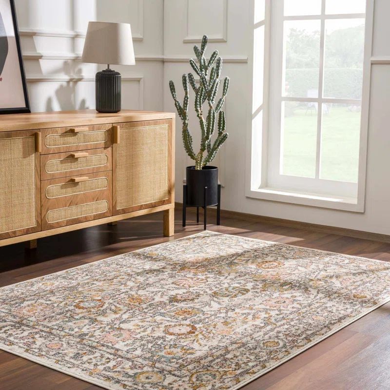 Cyenthia Oriental Machine Woven Polypropylene Area Rug in Brown | Wayfair North America