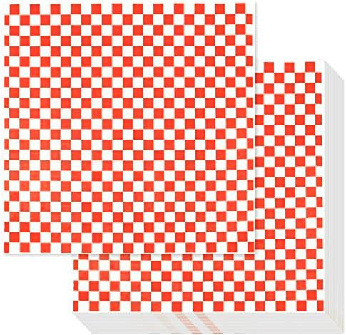 Oomcu 300 Sheets Red and White Checkered Dry Waxed Deli Paper Sheets, Paper Liners for Plasic Foo... | Amazon (US)