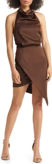 Elliatt Camo Asymmetric Satin Cocktail Dress | Nordstrom | Nordstrom