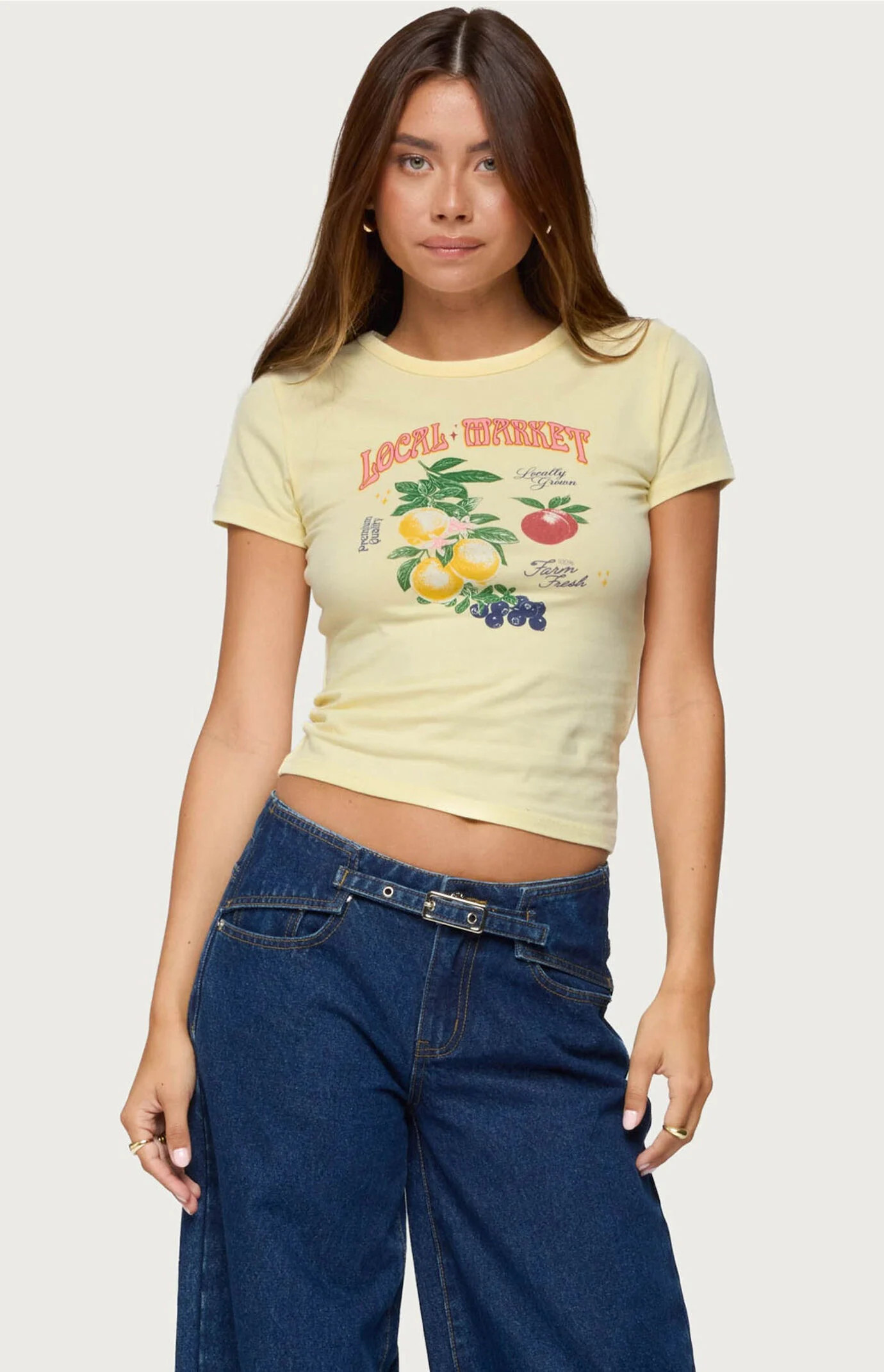 Edikted Women's Local Market Graphic T-Shirt in Yellow - Size XS | PacSun