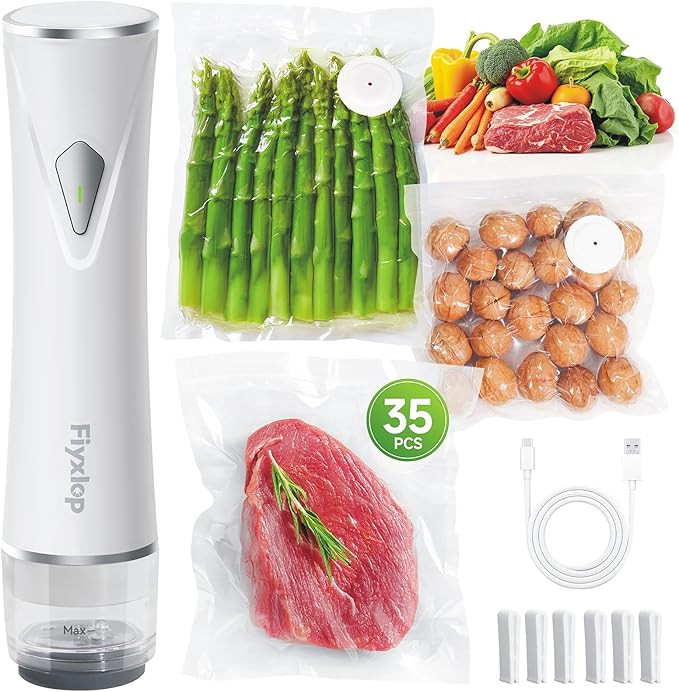 Handheld Vacuum Sealer, Premium Vacuum Sealer for Food + 35 Reusable Sous Vide Bags, Powerful Vac... | Amazon (US)