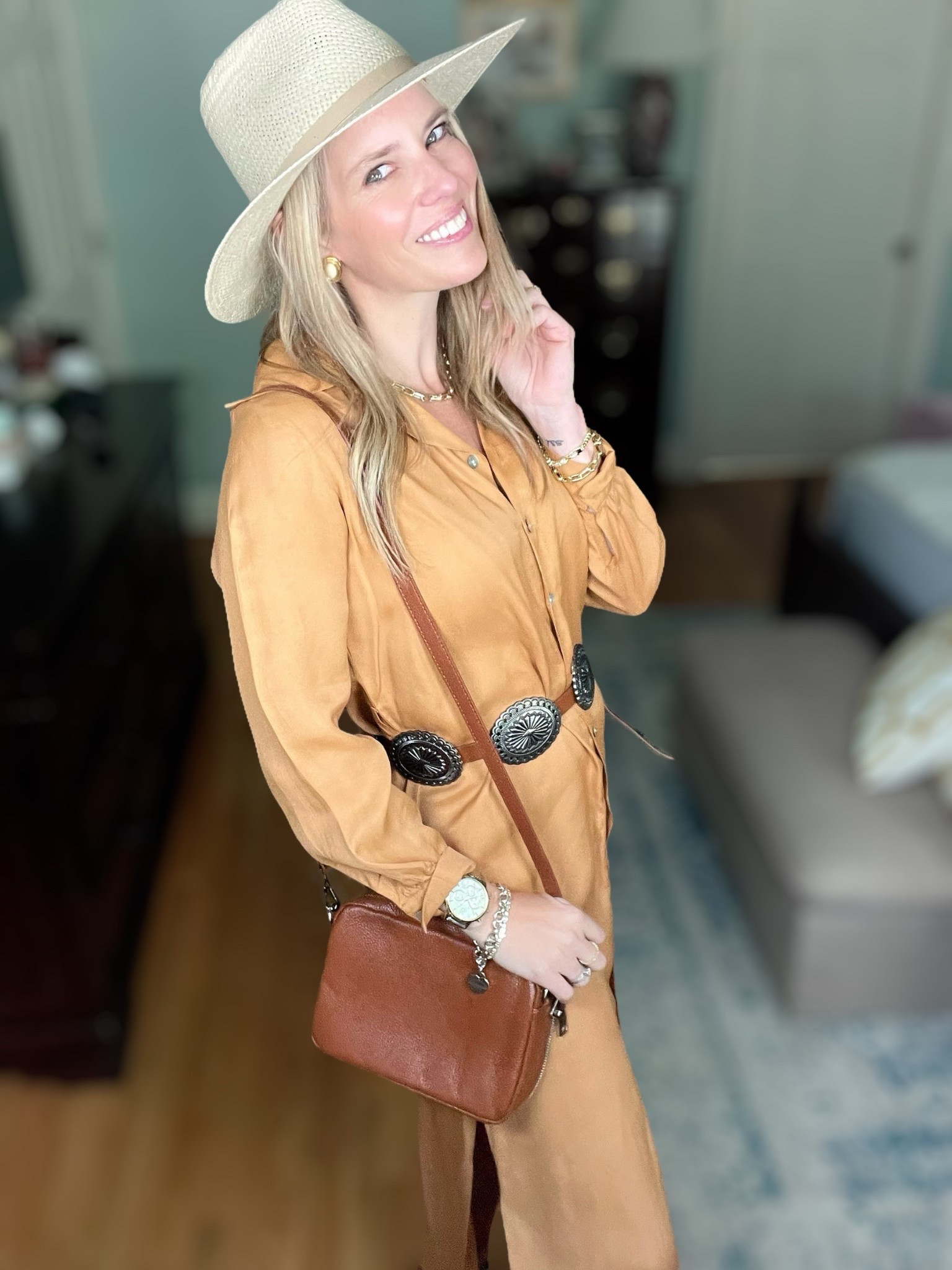 
🤠 Use code PREPPYREBEL for 10% off my Melinda Maria jewelry! 💎

Western-inspired with a glam twist ✨ This Amazon shirt dress is a fall must-have in the prettiest warm amber tone (wearing size XS). I styled it with tall cognac boots, a vintage-style concho belt, and a neutral rancher hat for the perfect elevated cowgirl vibe. 🐎🤎

Finished it off with a structured saddle bag, classic gold accessories, and my go-to Melinda Maria jewels—because a little sparkle never hurt a western look! 💫

#fallfashion #westernstyle #amazonfinds #shirtdressstyle #cowgirlchic #melindamaria #melindamariajewelry #ltkwestern #ltkfallstyle #ranchergirl #bootsanddresses #preppywildwest #ltkstyle

#LTKOver40 #LTKFindsUnder100 #LTKFindsUnder50

#LTKOver40 #LTKFindsUnder100 #LTKFindsUnder50