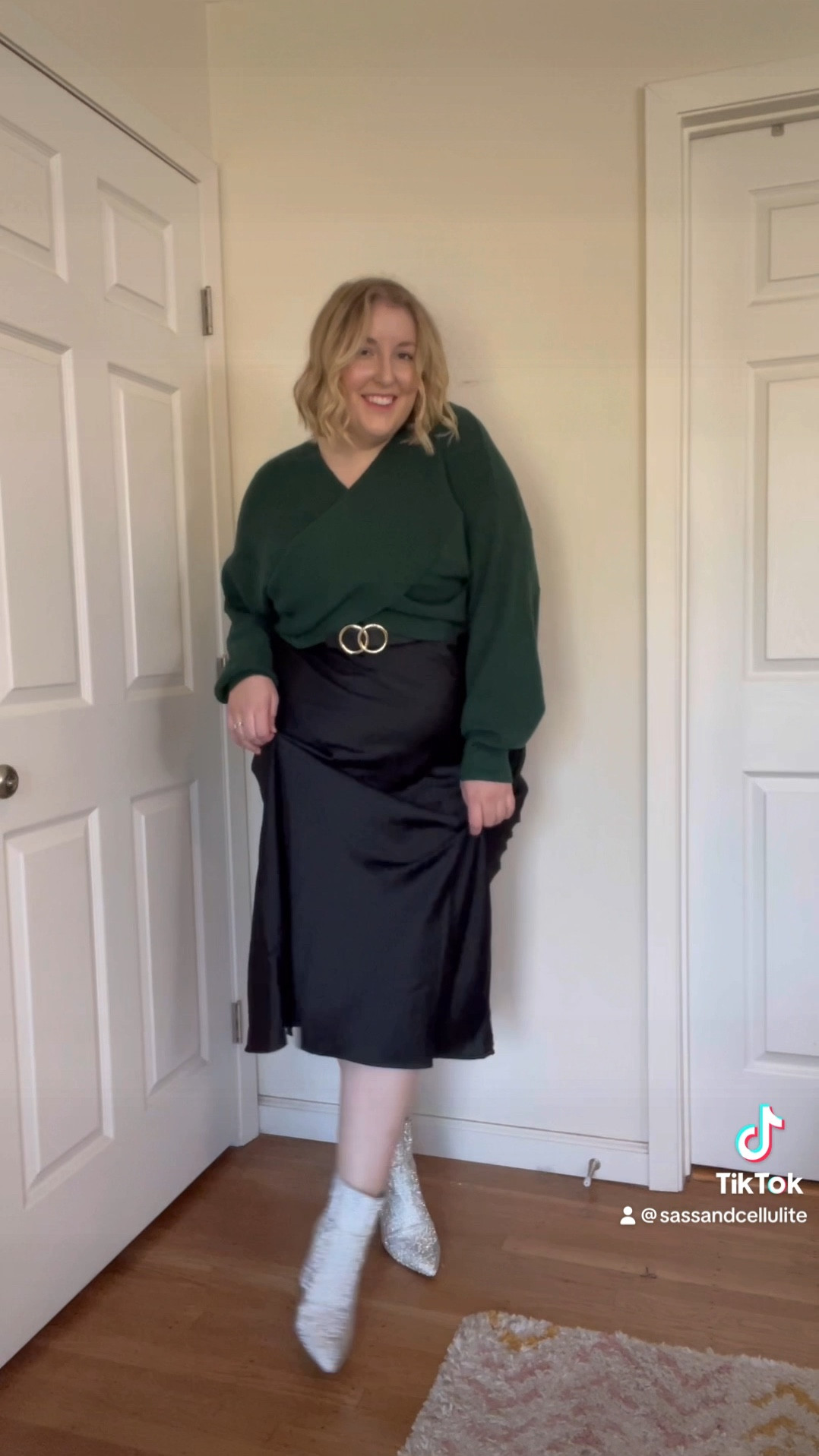 Day 2 of plus size holiday outfit inspo! I love this slip dress, it’s such a staple in my closet! Wearing XXL in the dress, XL in the sweater. And these boots😍✨ 

#LTKstyletip #LTKplussize #LTKHoliday