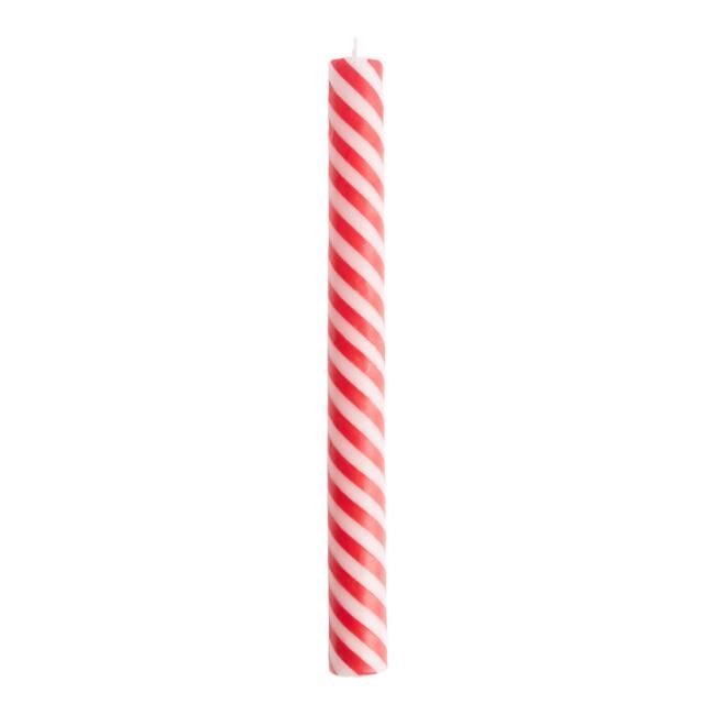 Red And White Candy Cane Taper Candles 3 Pack | World Market