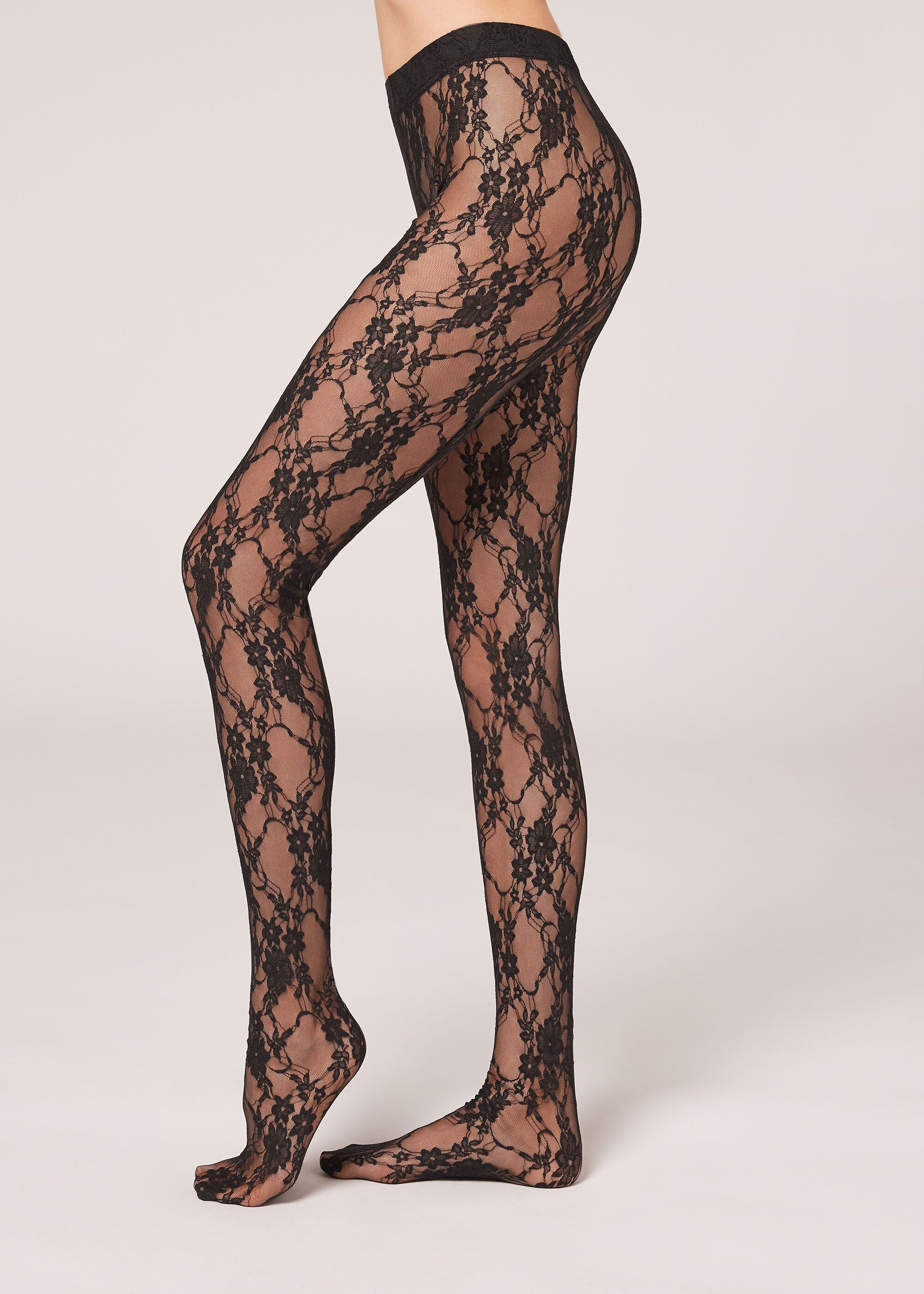 Floral Lace Fabric Tights | Calzedonia US