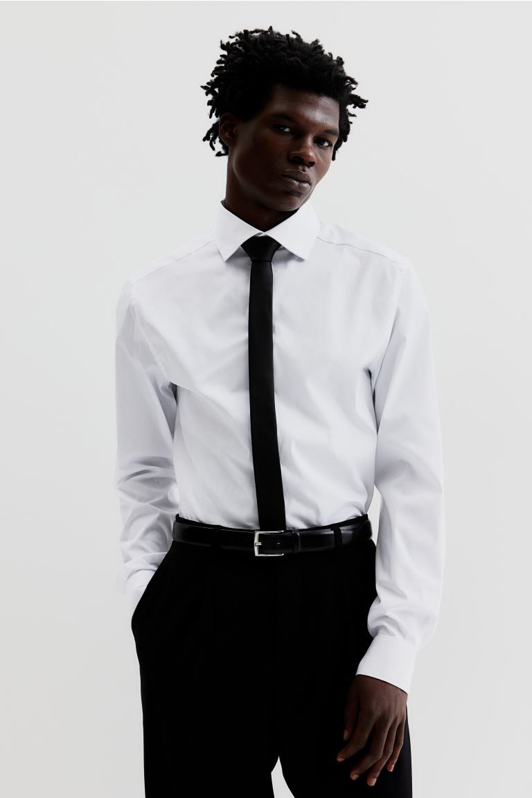 Slim Fit Stretch Shirt - White - Men | H&M US | H&M (US + CA)