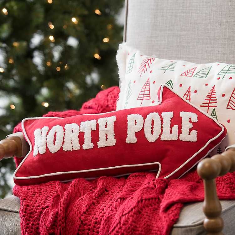 New! North Pole Arrow Christmas Pillow | Kirkland's Home