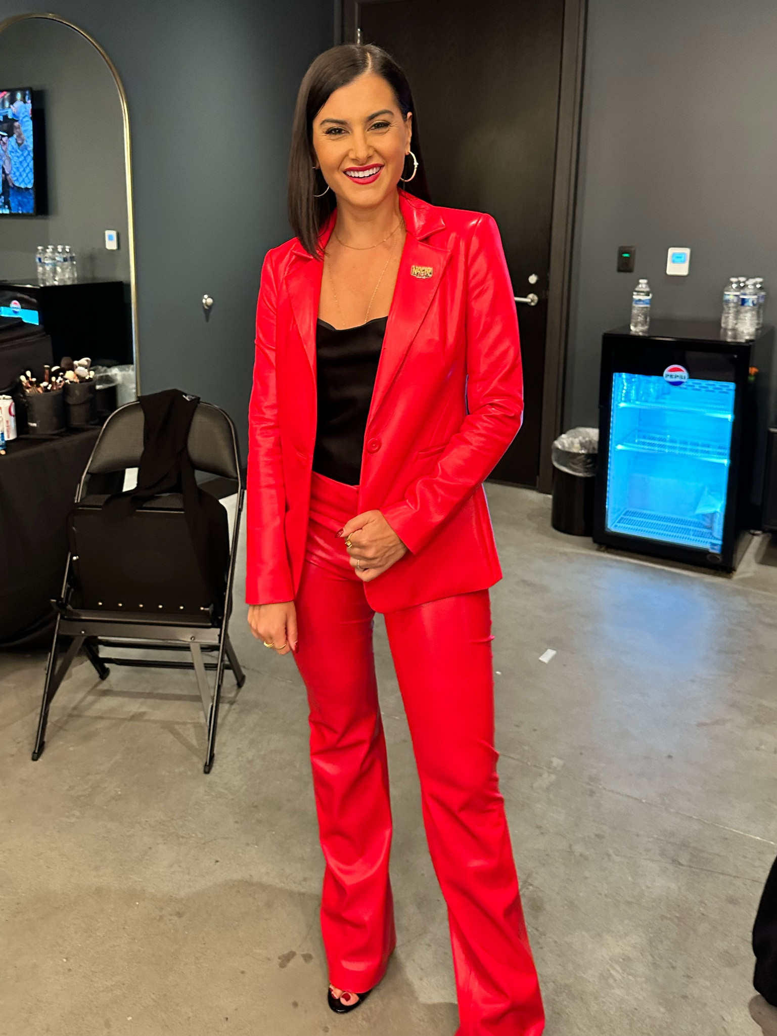 Red leather suit to kick the night off!
This was so comfortable and gorgeous vegan material. It popped in person and on camera 


Red vegan leather suit
Black satin top 
Gold jewelry  

#LTKFallSale #LTKWorkwear #LTKSeasonal