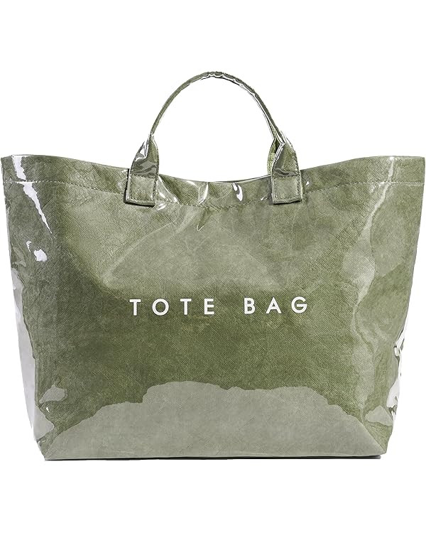 Lushandy PVC Tote Bag Women's Plastic Tote Purse Large Letters Print Hobo Handbag for Work, Beach... | Amazon (US)