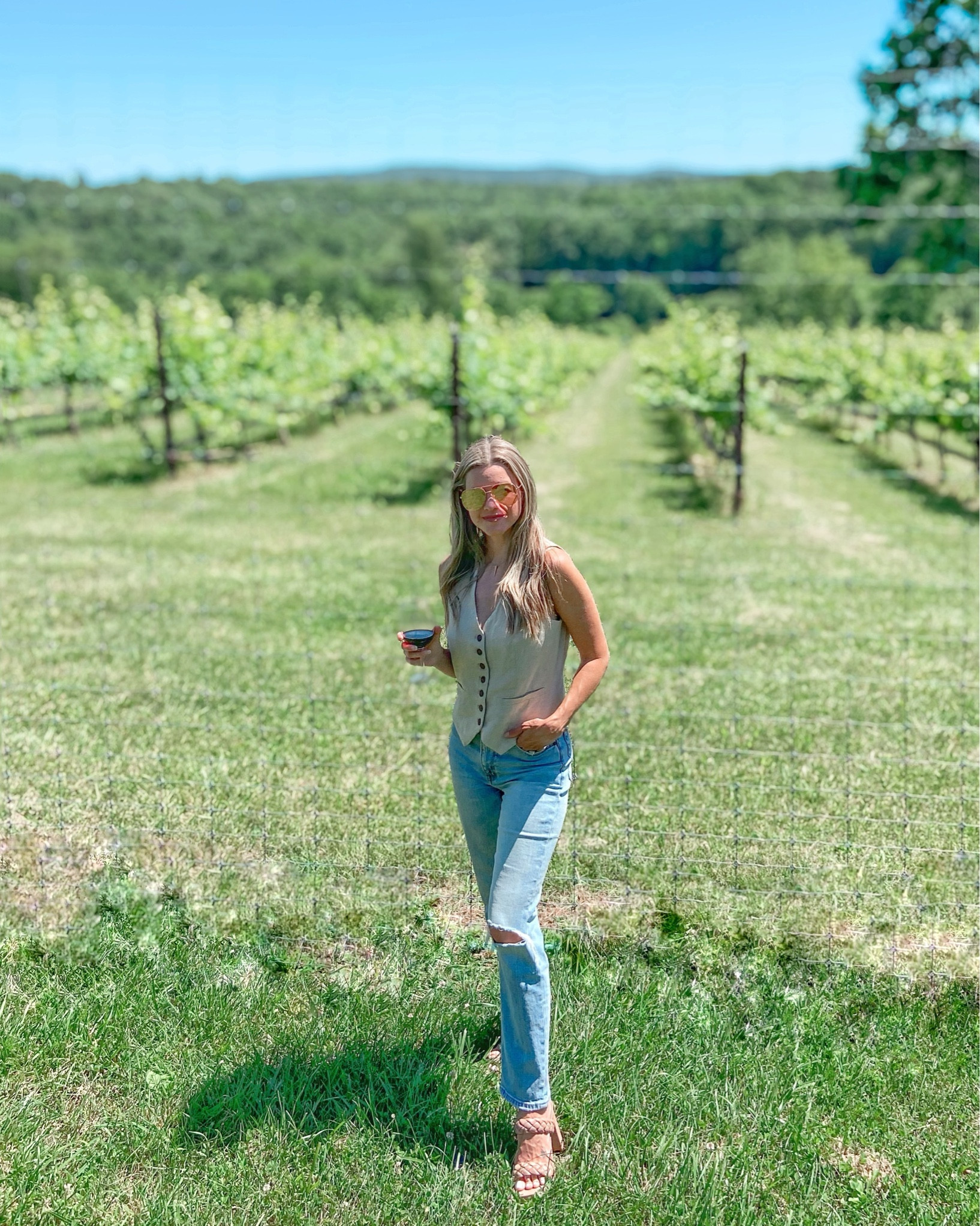 90’s linen vest and 90’s straight jeans from Abercrombie