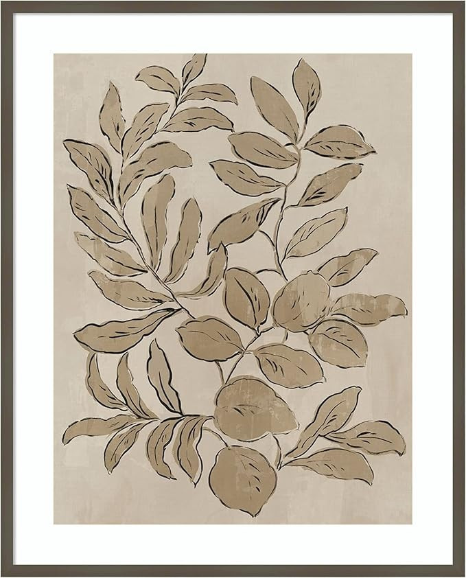 Amanti Art Framed Wall Art Print 41x33 Leaves Sketches I by Asia Jensen, Flowers Wall Art, Vintag... | Amazon (US)