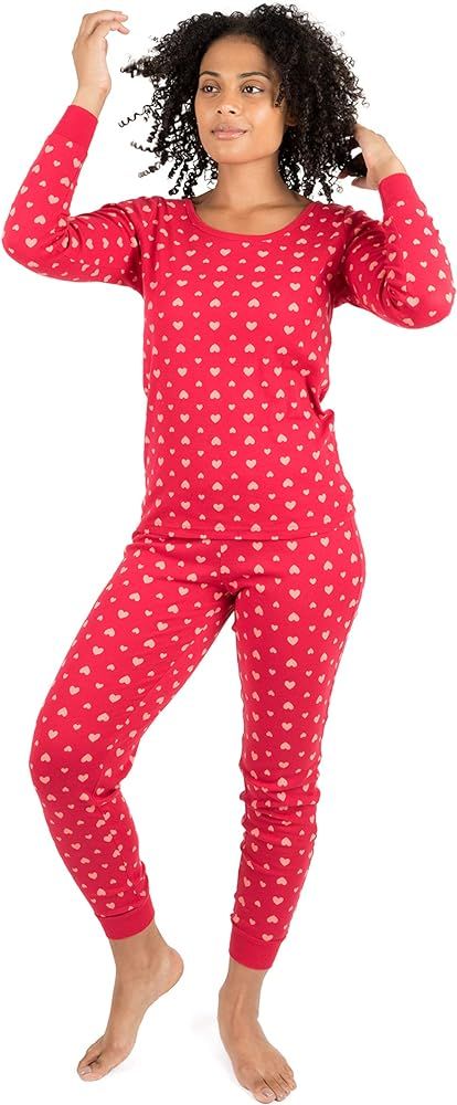 Leveret Women's Pajamas Fitted Printed Owl 2 Piece Pjs Set 100% Cotton Sleep Pants Sleepwear (XSm... | Amazon (US)