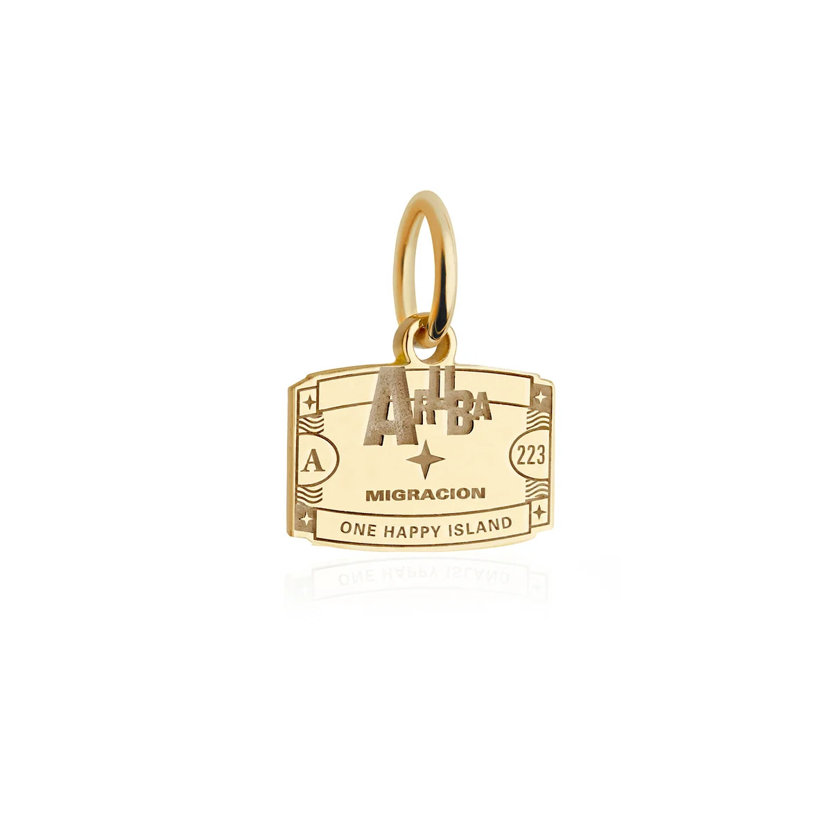 Aruba Passport Stamp Charm, Solid Gold Mini | Jet Set Candy (US)
