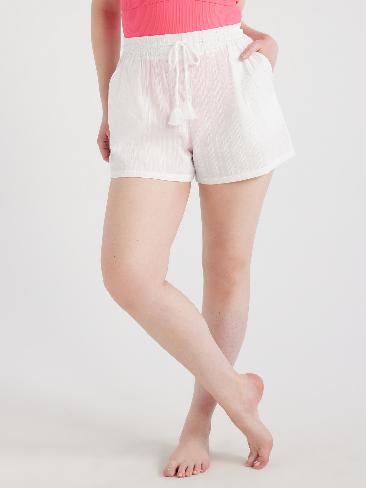 Time and Tru Women's and Women's Plus Cotton Pull On Coverup Shorts, Sizes XS-3X | Walmart (US)