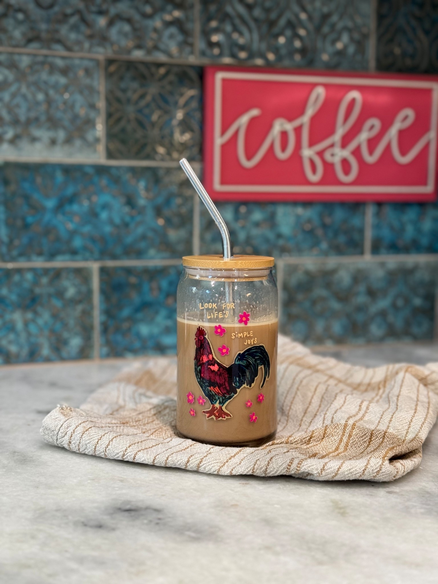 New iced coffee glass just went live 😍 the perfect gift for your crazy chicken lady friend or homesteading coffee lover! 
