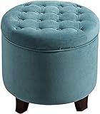 Homepop Home Decor | Upholstered Round Velvet Tufted Foot Rest Ottoman | Ottoman with Storage for Li | Amazon (US)