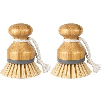 MR.SIGA Bamboo Palm Brush, Scrub Brush for Dishes Pots Pans Kitchen Sink Cleaning, Pack of 2 | Amazon (US)