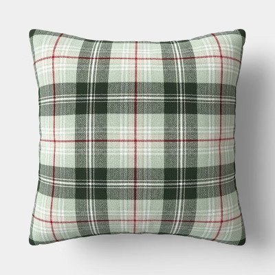 2pk Plaid Cotton Pillow Evergreen - Threshold™ | Target