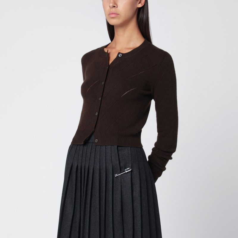 Dark brown cashmere cardigan | The Double F
