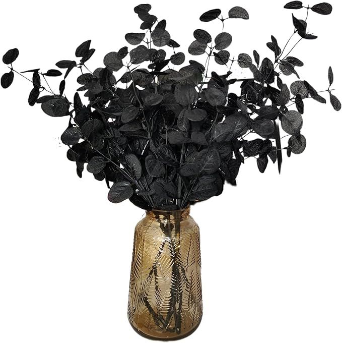 ASTRYAS 6Pcs Black Eucalyptus Leaves Artificial Eucalyptus Stems Faux Eucalyptus Decoration for H... | Amazon (US)