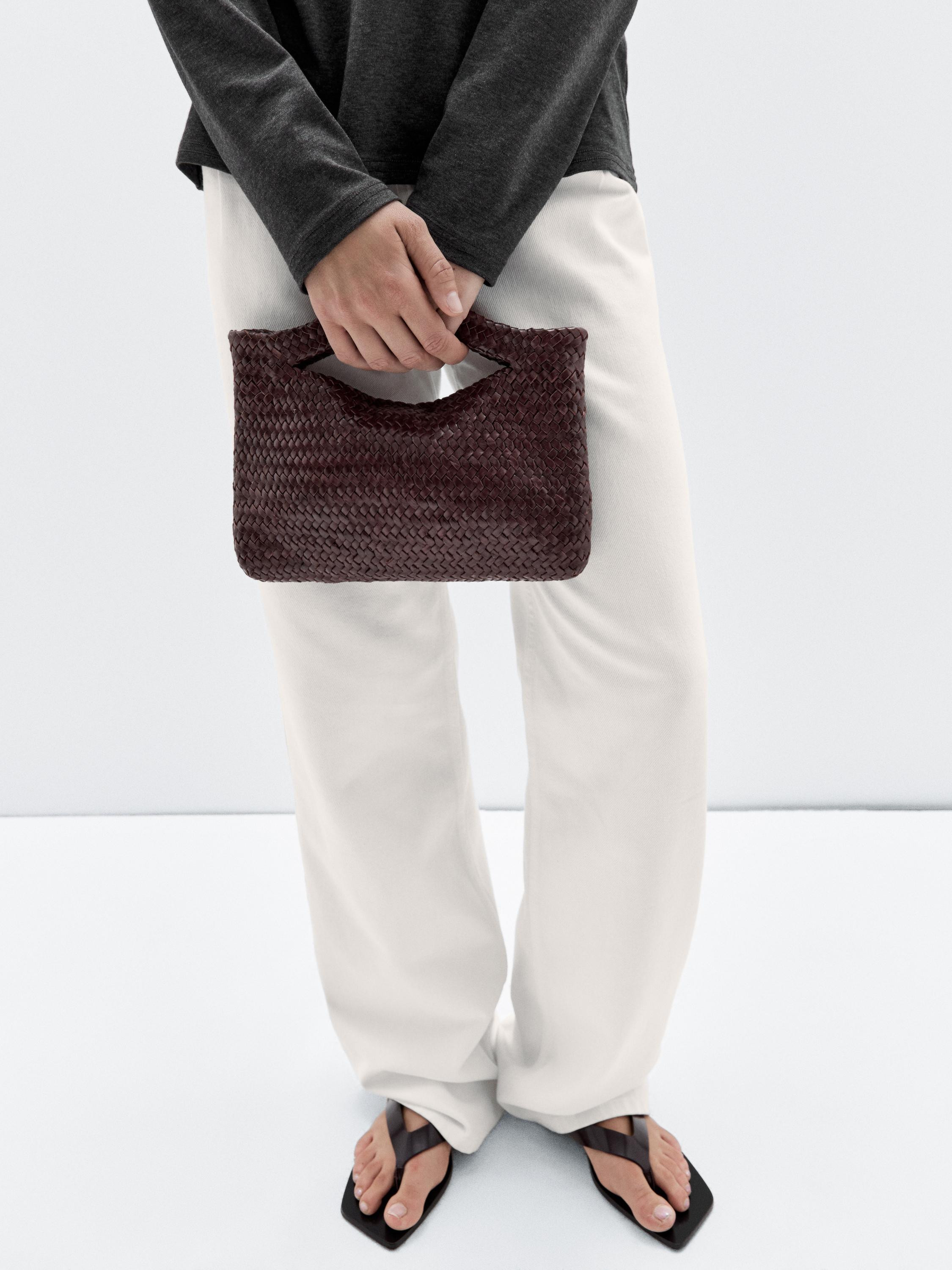 Woven nappa leather mini bag | Massimo Dutti UK