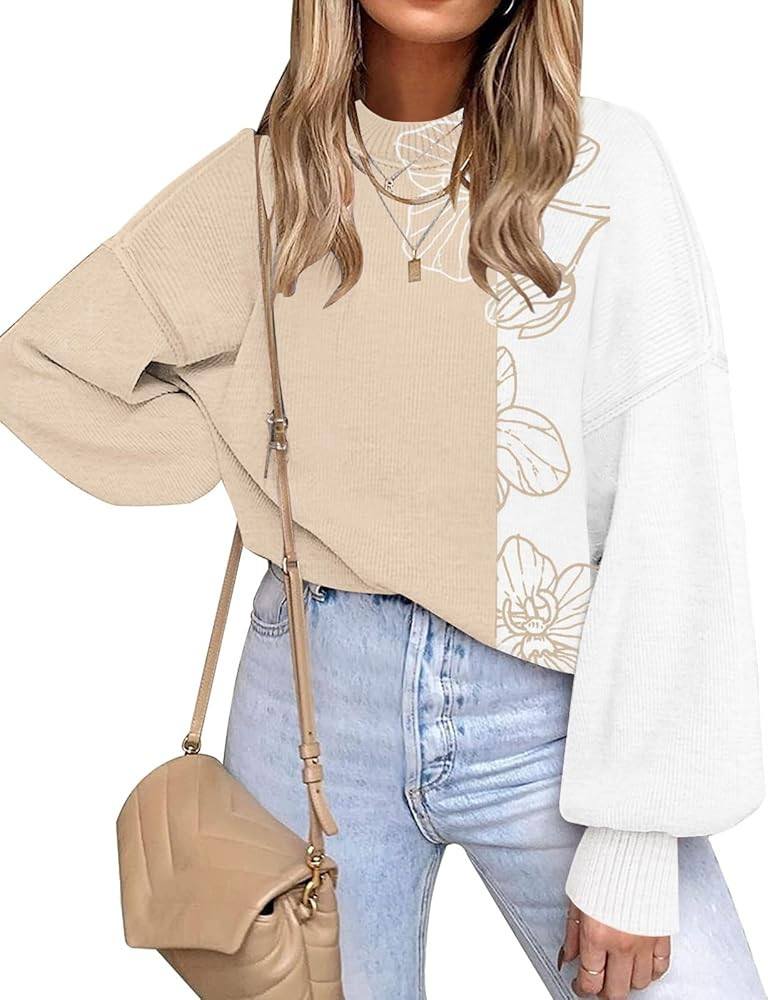 ETCYY Womens Striped Sweaters 2023 Fall Batwing Long Sleeve Side Slit Oversized Sweaters Trendy C... | Amazon (US)