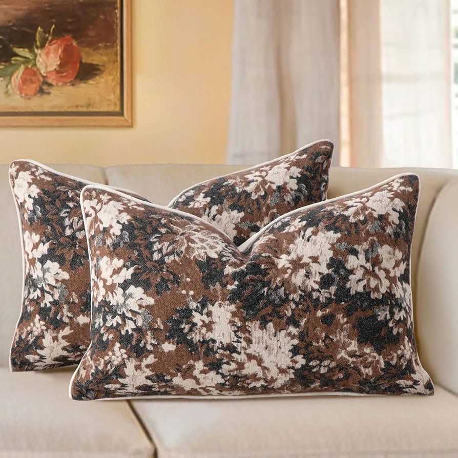 Pack of 2 Vintage Floral Throw Pillow Covers 12x20 Tapestry Chenille Soft Decorative Farmhouse Re... | Amazon (US)